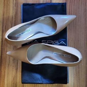 Via Spiga Shoes Women's 6M Vetta Camel Tan Leather Italian Designed Heels